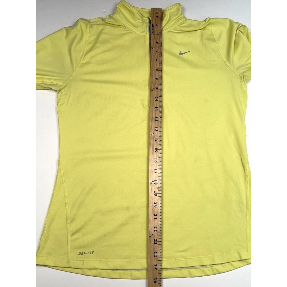 NIKE Running Womens MEDIUM Yellow Dri-Fit 1/4-Zip Fitted Long Sleeve PULLOVER - Picture 5 of 9